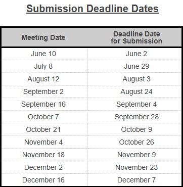 Submission Deadlines