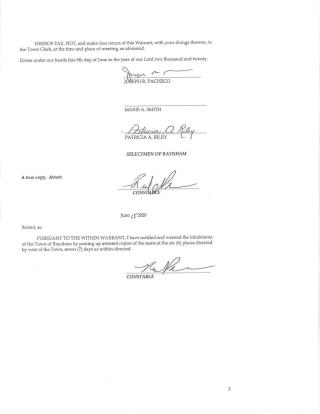 Annual Town Election Warrant page 2