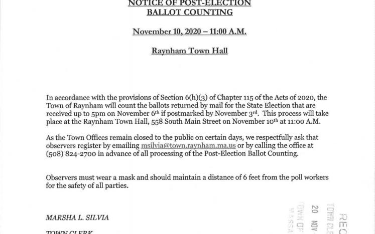Post Election Ballot Counting Notice 11-10-20